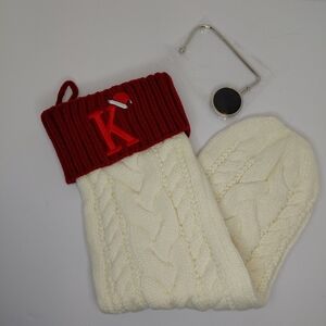 Christmas Stocking Letter K With Stocking Holder
